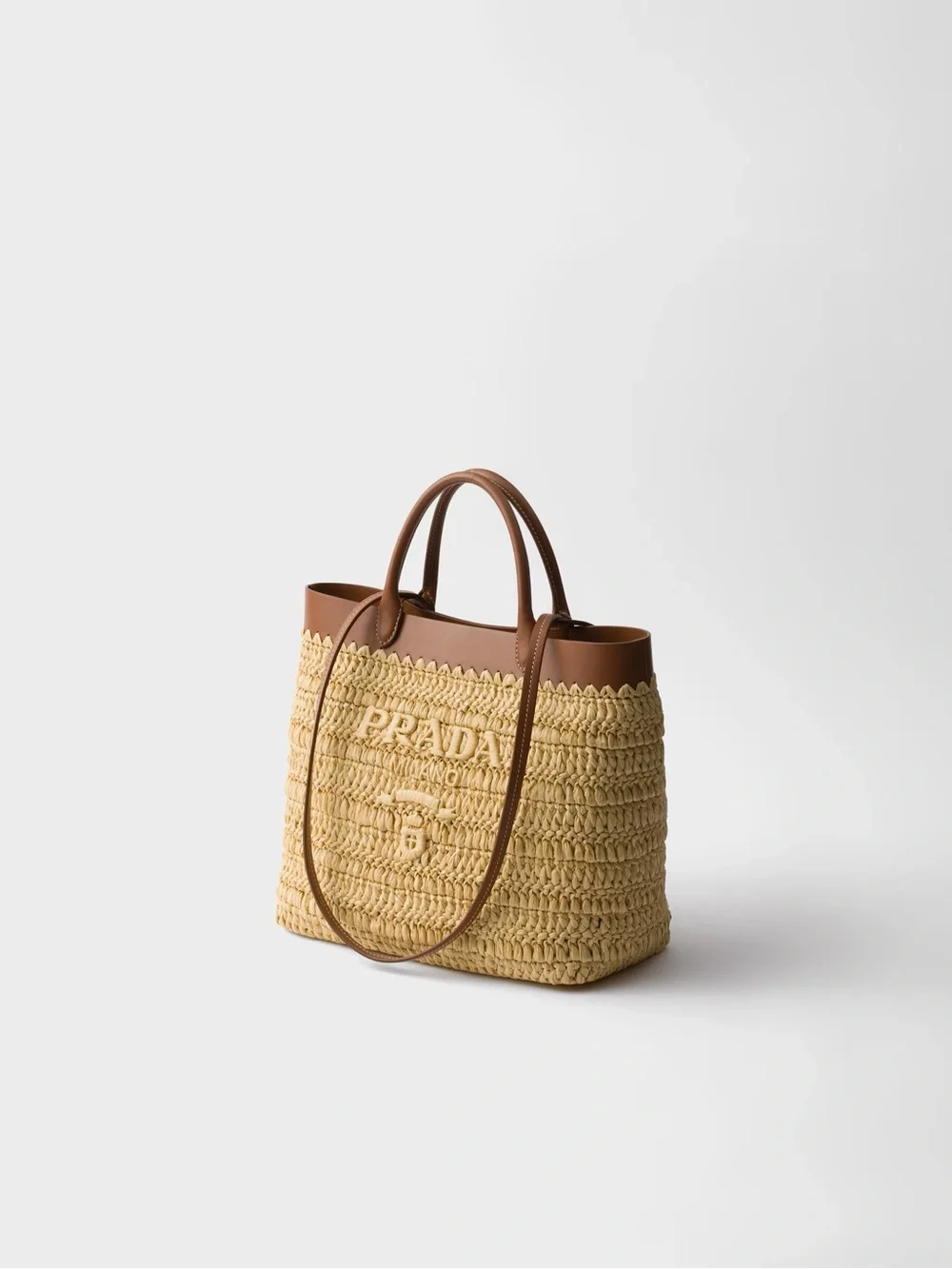 Prada Natural Raffia Tote with Tan Leather Trim - Picture 4 of 10